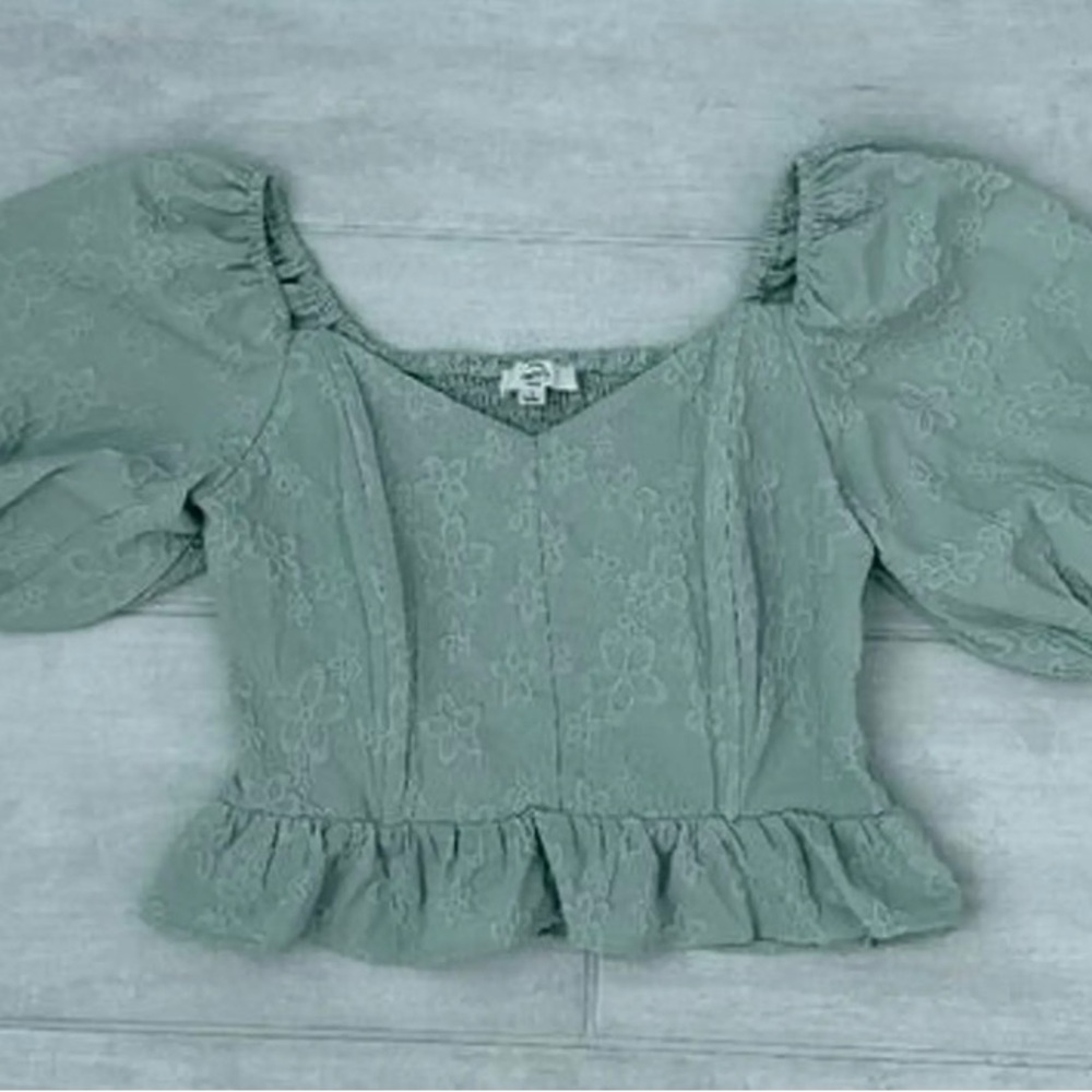 Mint Green Puff Sleeve Top